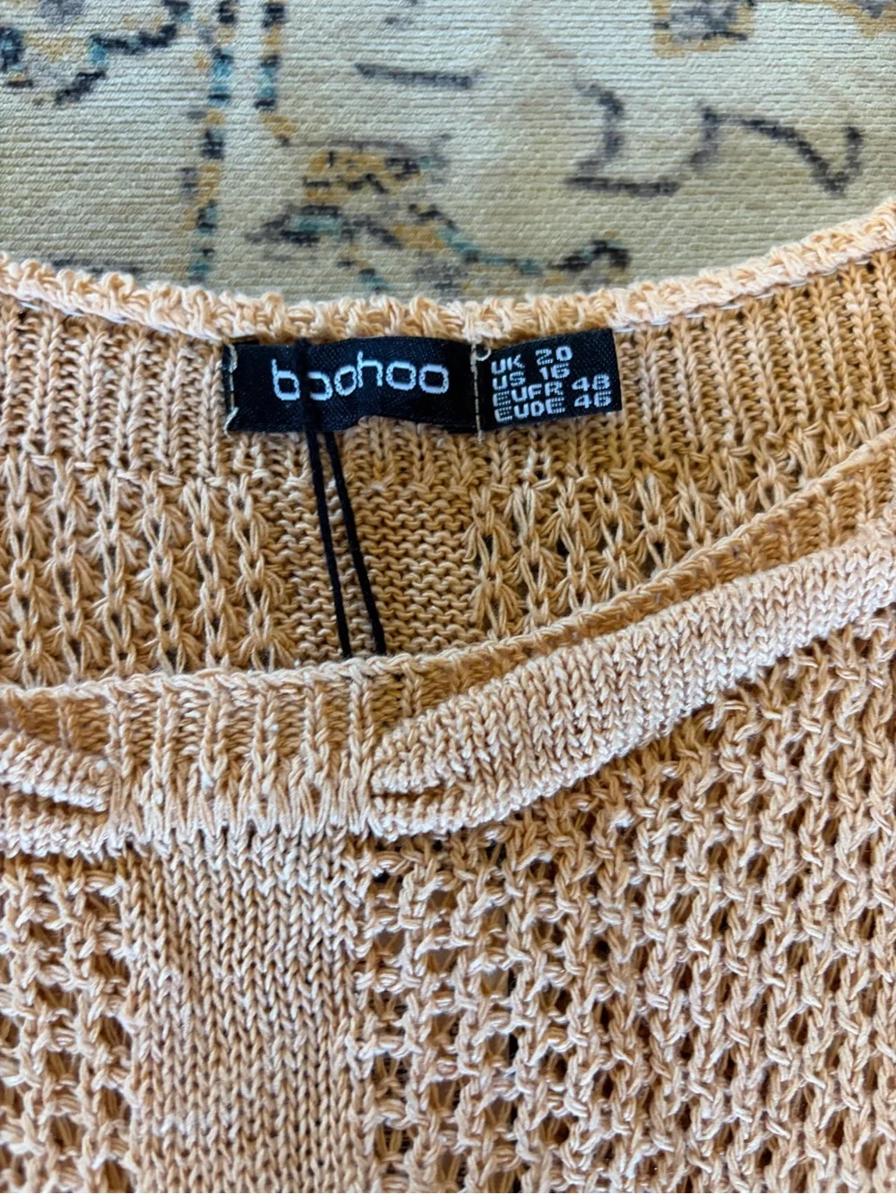 NWT Boohoo Plus Camel Crochet Knitted Maxi Beach side split Dress US 16 - Picture 8 of 10